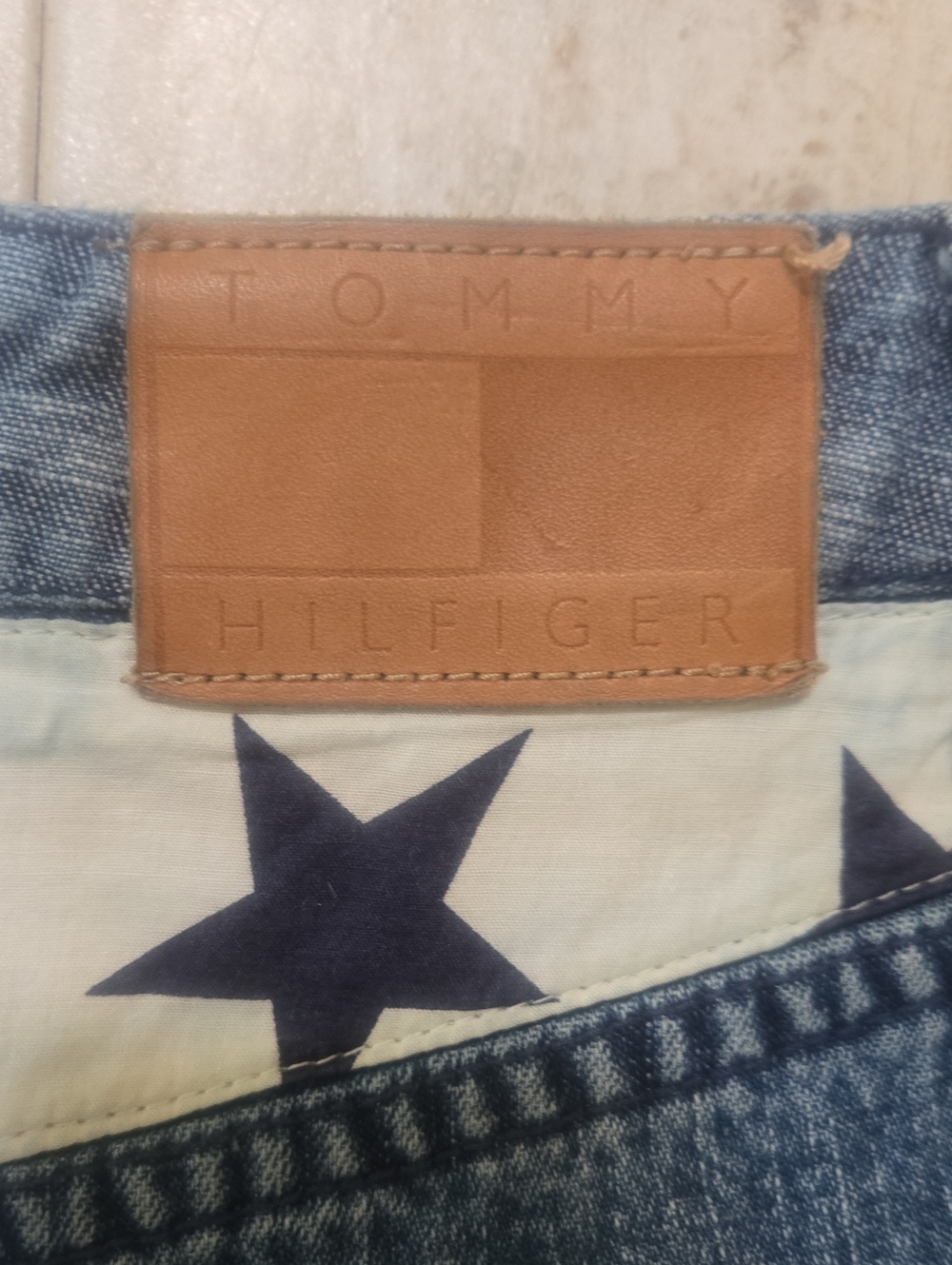 Vintage Tommy Hilfiger Stars & Stripes Raw Edge Mini Jean Skirt - Picture 7 of 8
